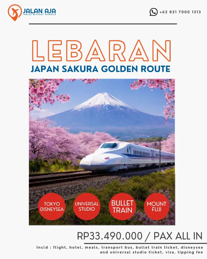 7D Japan lebaran sakura golden route with Tokyo Disneysea & Universal Studio
