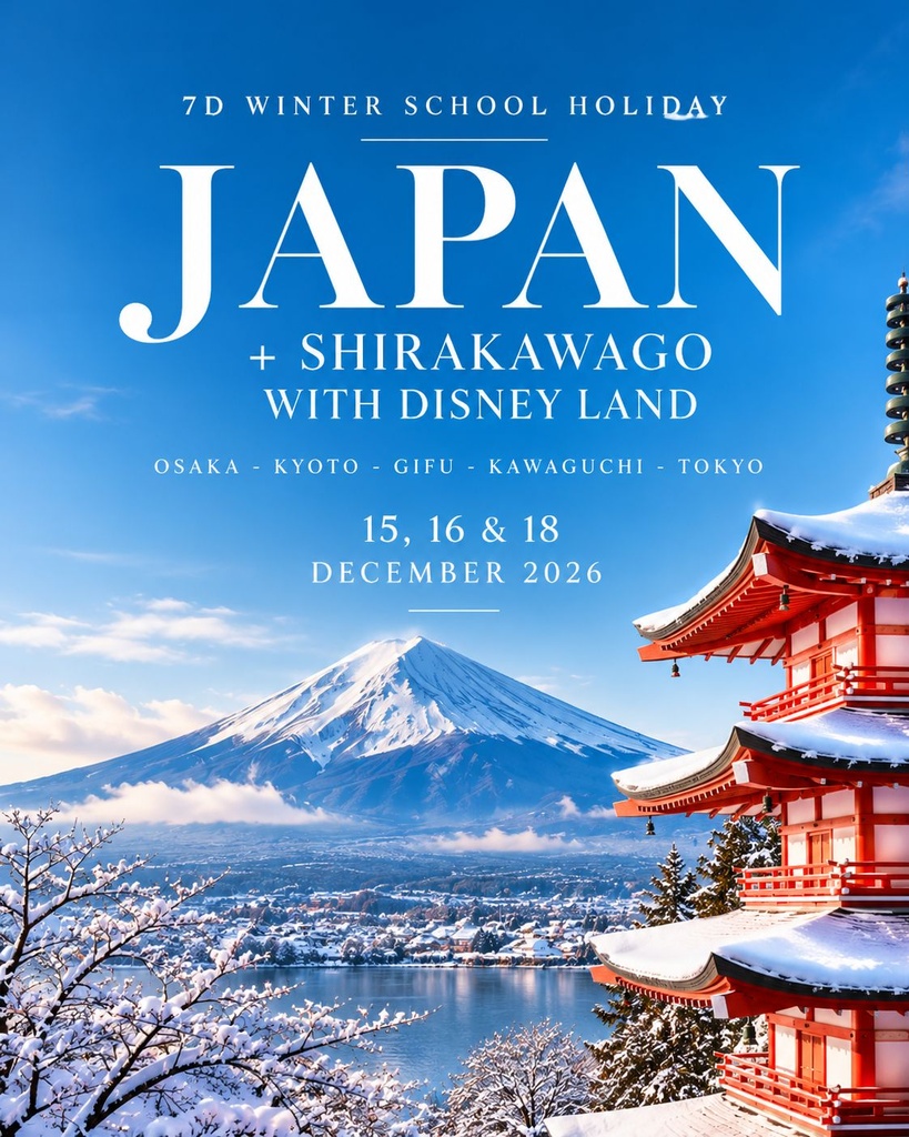 7D Winter School Holiday Japan (Shirakawago+Disneyland)